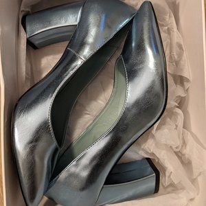 Ice Blue Rounded Heel Pumps